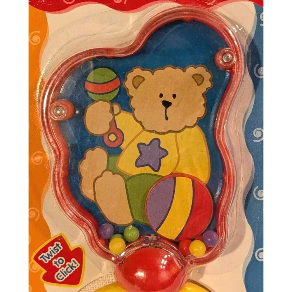 Kids 2 Grow Baby Toy Click & Rattle Infant Twist Teddy Bear NOS Colorful Vtg Fun